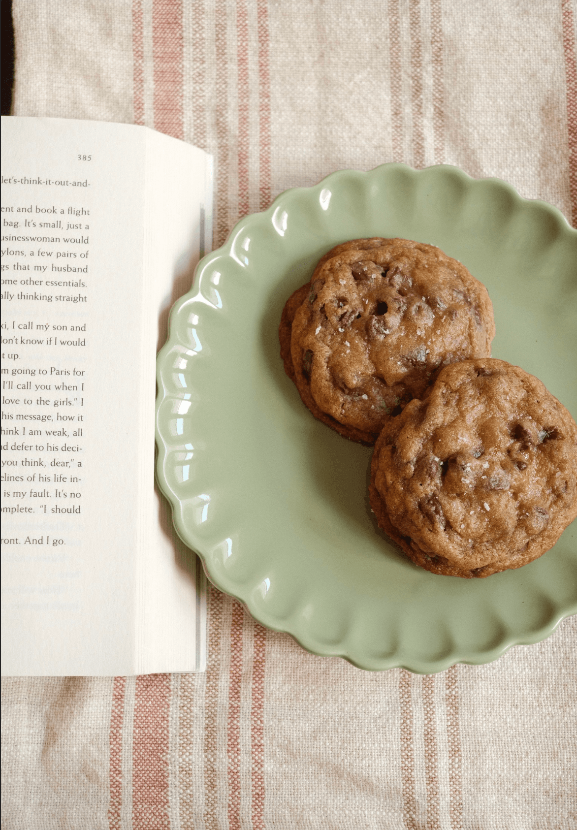 Regular cookies next to a book