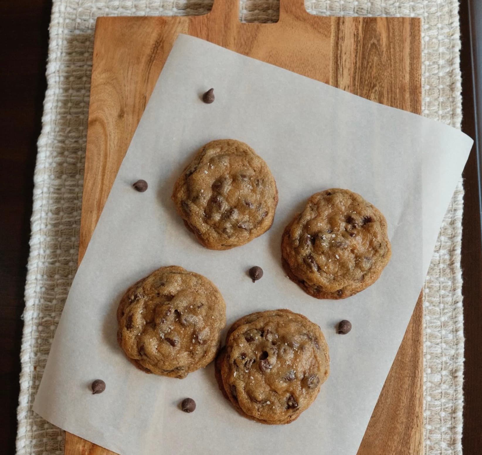 Cookies on a wooden cutting board